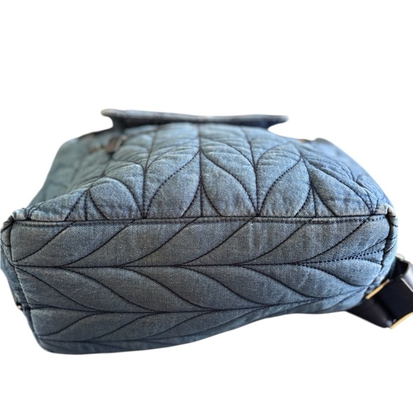 Kate Spade New York Ellie Blue Denim Flap Quilted Nylon Backpack Pockets Cinched - Picture 9 of 13